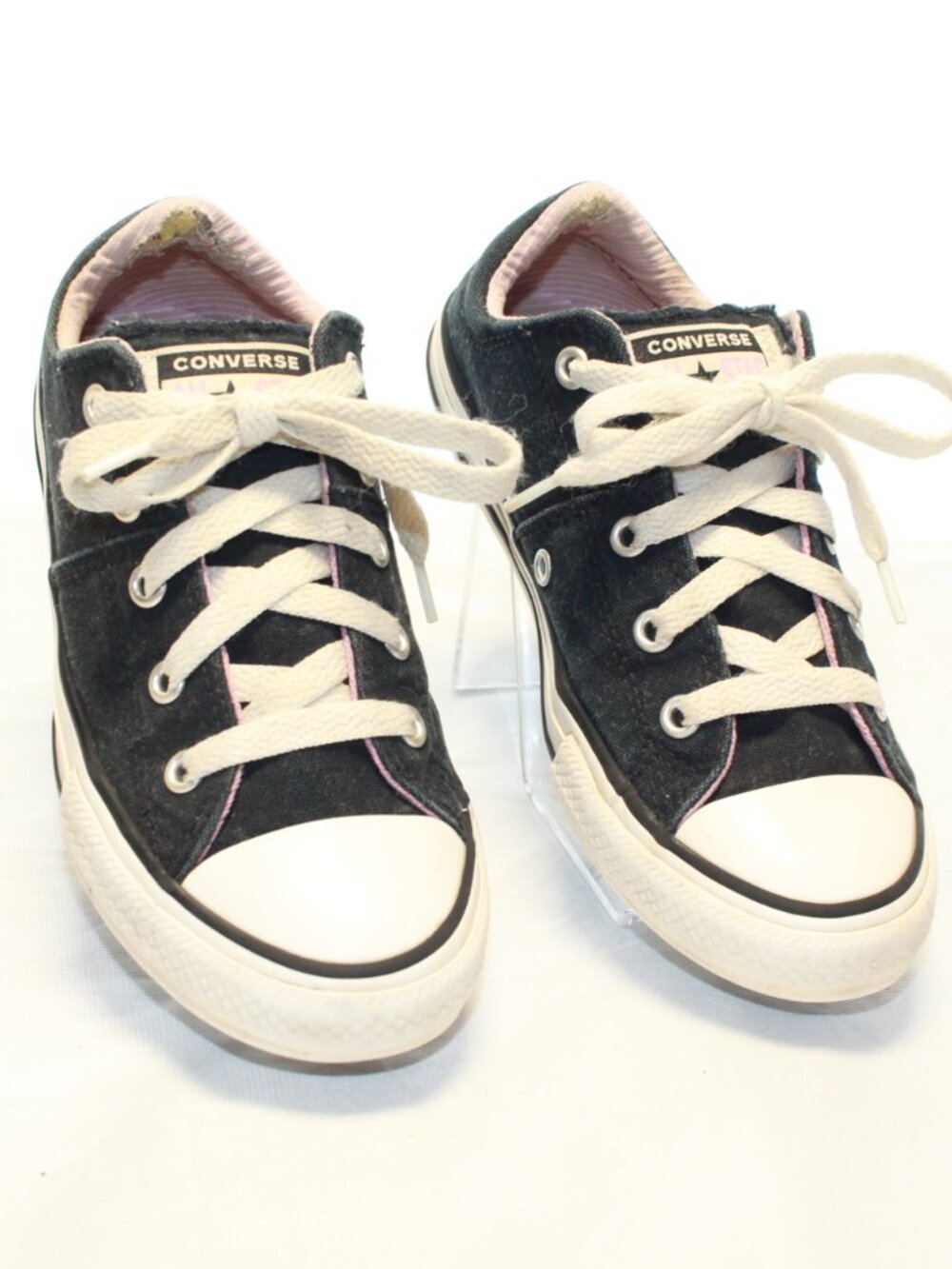 Converse Size Youth 1 Black Low Top Pink Lining Padded Tongue Sneaker- 666922F